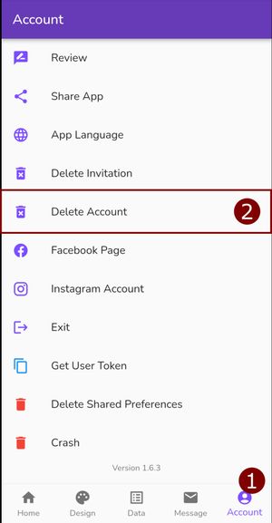 Delete account steps