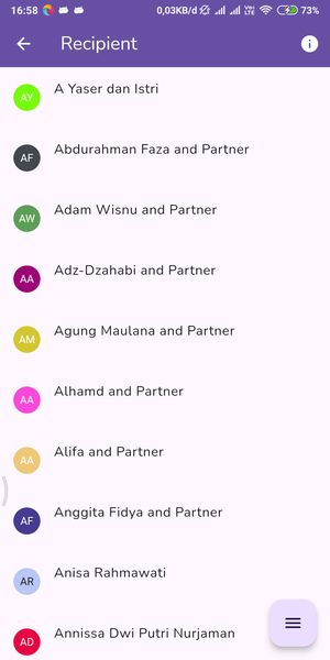 Tu lista de destinatarios: cada invitado y su pareja, en un solo lugar Lista de invitados en la app
